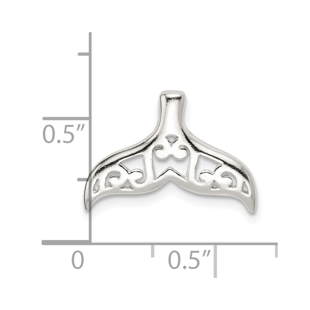 Million Charms 925 Sterling Silver Polished Filigree Whale Tail Chain Slide