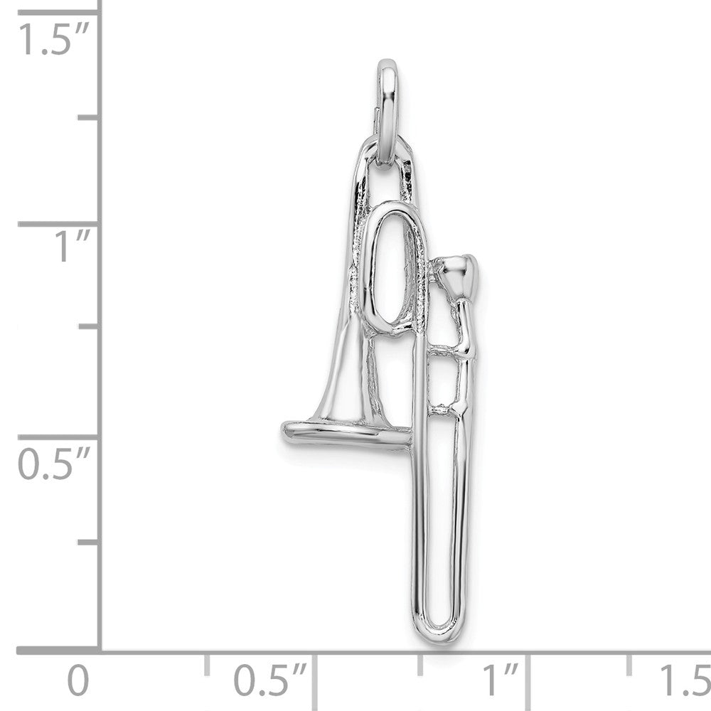 Million Charms 925 Sterling Silver Rhodium-plated Plated Polished Trombone Charm