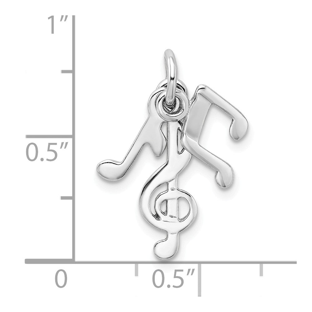 Million Charms 925 Sterling Silver Rhod-Plated Polished Music Notes Charm