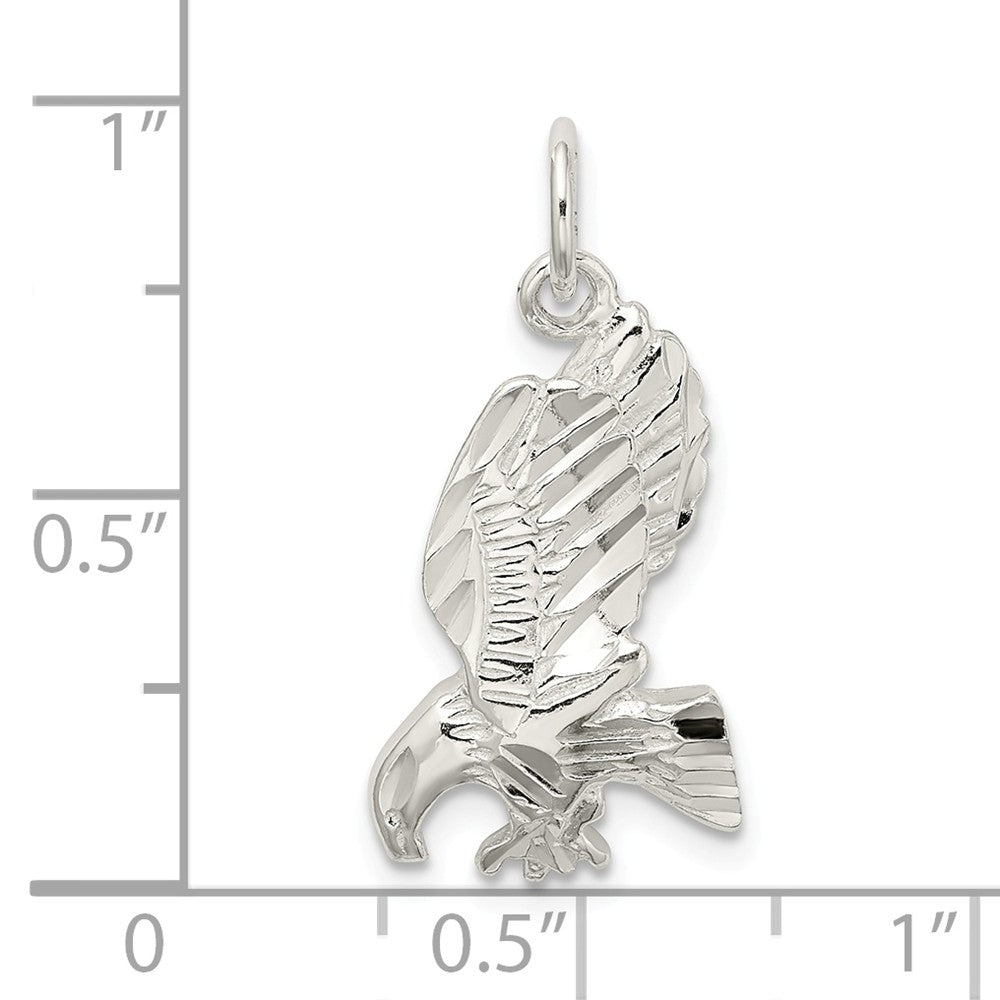 Million Charms 925 Sterling Silver Polished, Diamond-Cut Eagle Pendant