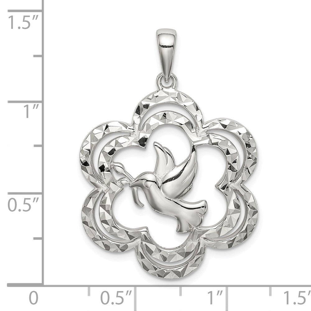 Million Charms 925 Sterling Silver Diamond-Cut Dove Pendant