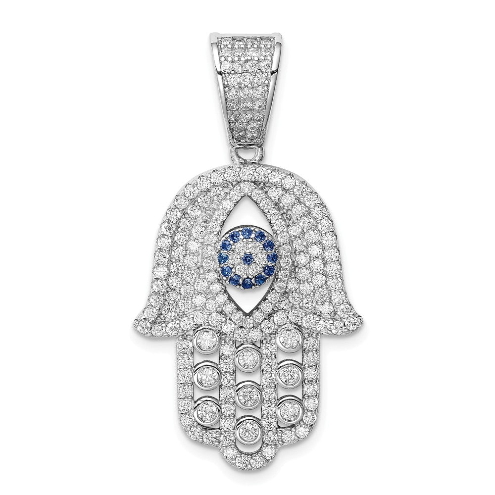 Dije Hamsa de Million Charms en plata de ley 925 bañada en rodio, con espinela creada y circonita cúbica blanca