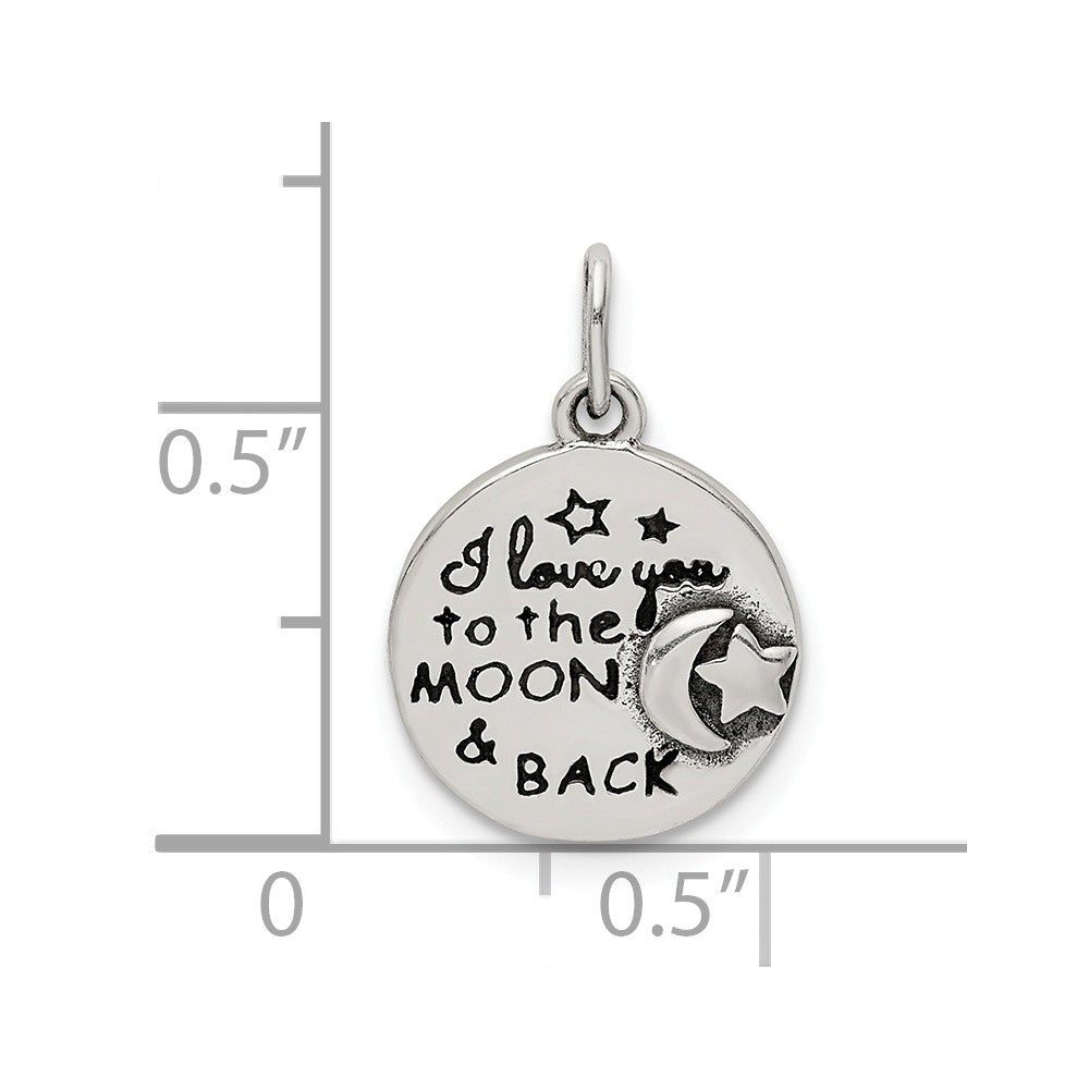 Million Charms 925 Sterling Silver Enamel Love You To The Moon & Back Charm Pendant
