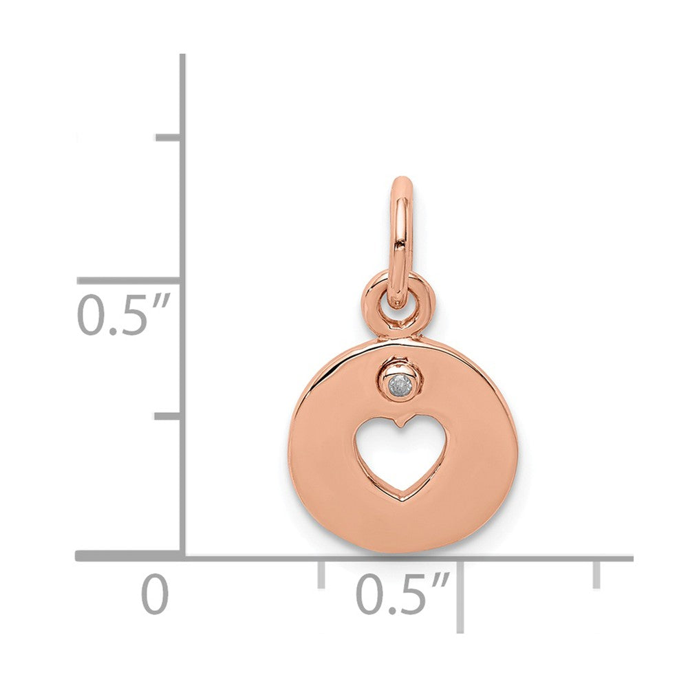 Million Charms 925 Sterling Silver Rhodium-Plated Rose-Tone & Diamond Open Heart Pendant