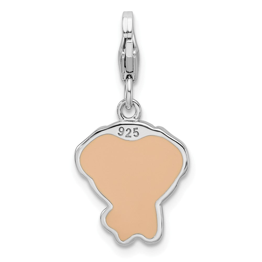 Million Charms 925 Sterling Silver Rhodium-Plated Enameled Puppy With Lobster Clasp Charm
