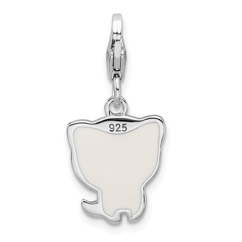 Million Charms 925 Sterling Silver Rhodium-Plated Enameled Kitten With Lobster Clasp Charm