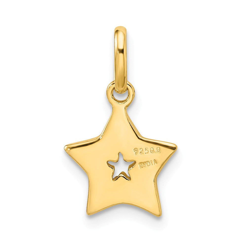 Million Charms 925 Sterling Silver Gold Themed Tone Glitter Infused Star Pendant