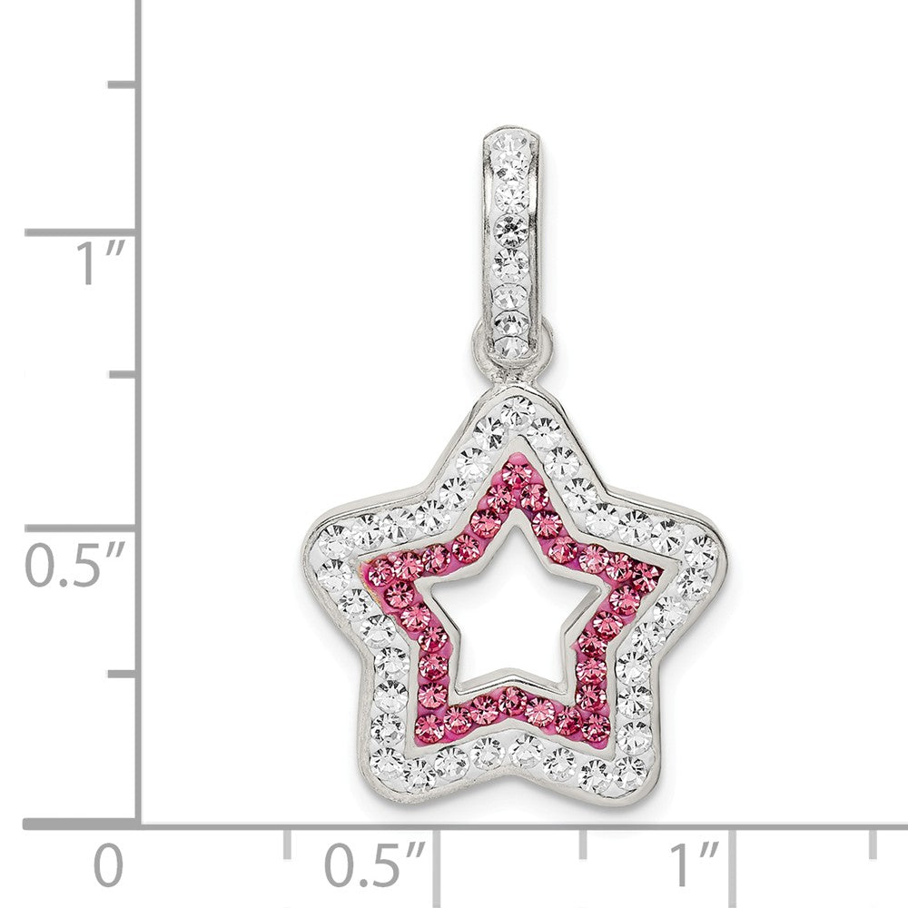 Million Charms 925 Sterling Silver Pink/White Preciosa Crystal Star Pendant