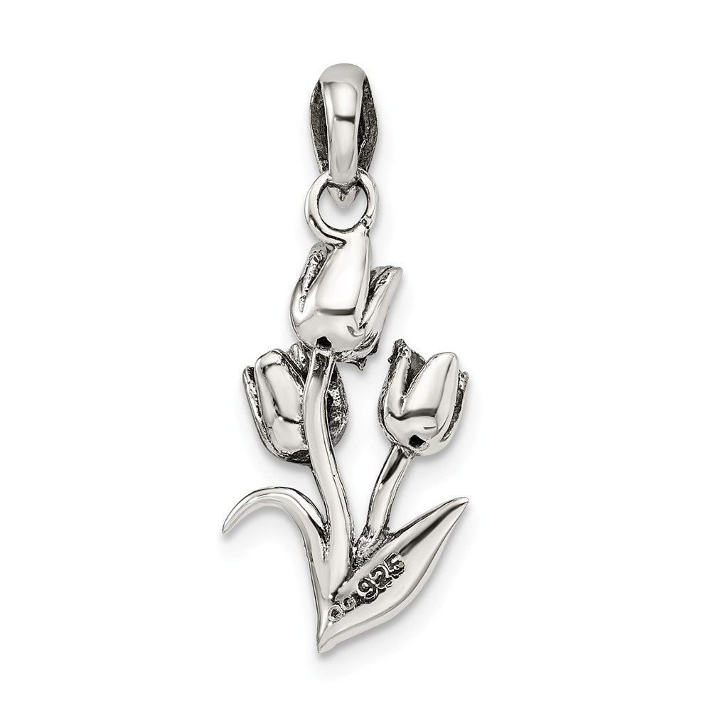 Million Charms 925 Sterling Silver Antiqued Tulip Pendant