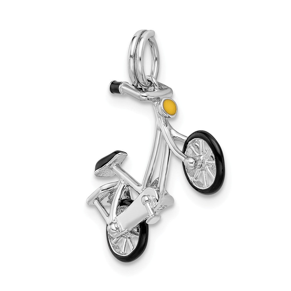 Million Charms 925 Sterling Silver Rhodium-Plated Enameled Moveable Bicycle Pendant