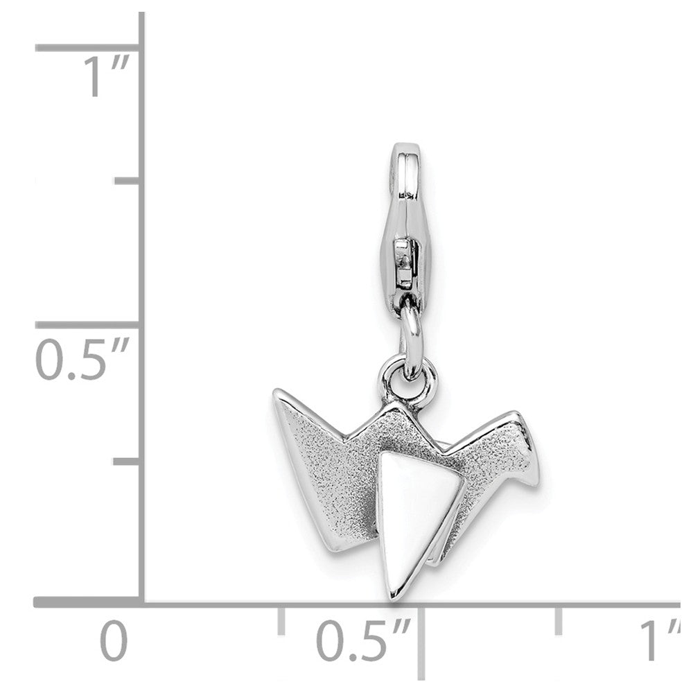 Million Charms 925 Sterling Silver Rhodium-Plated Origami With Lobster Clasp Charm