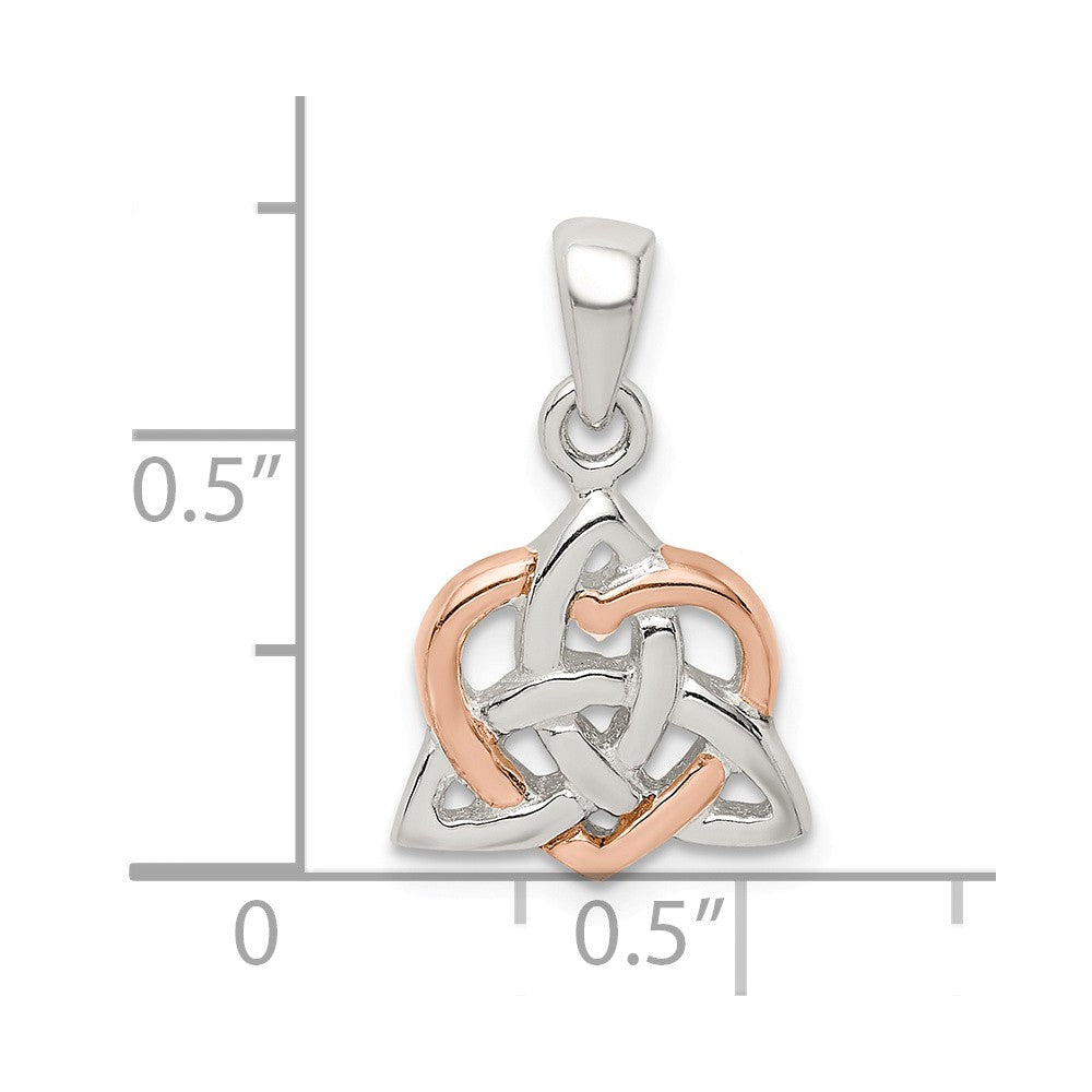 Million Charms 925 Sterling Silver & Rose Tone Heart Pendant