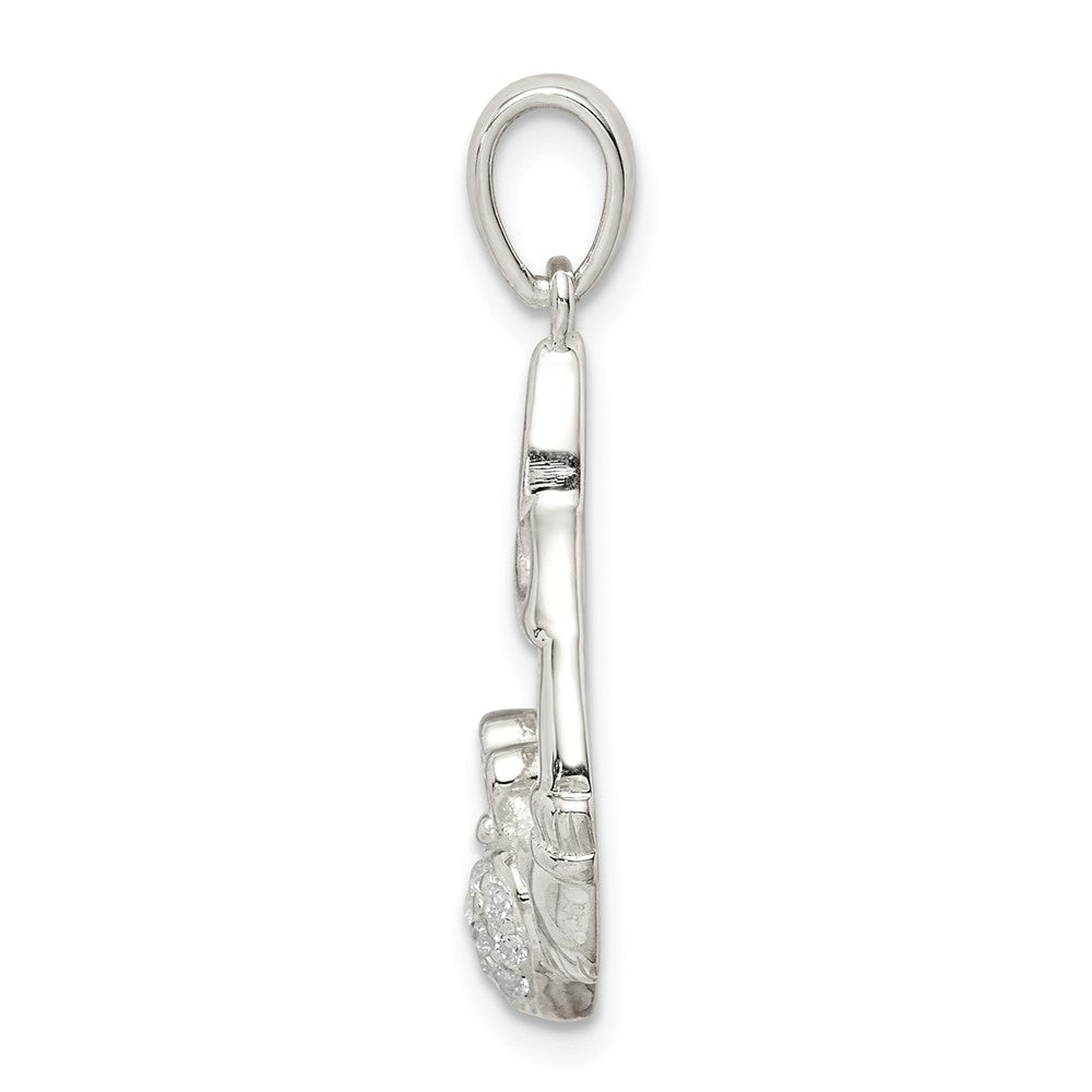 Million Charms 925 Sterling Silver Polished (Cubic Zirconia) CZ Claddagh With Trinity Knot Pendant