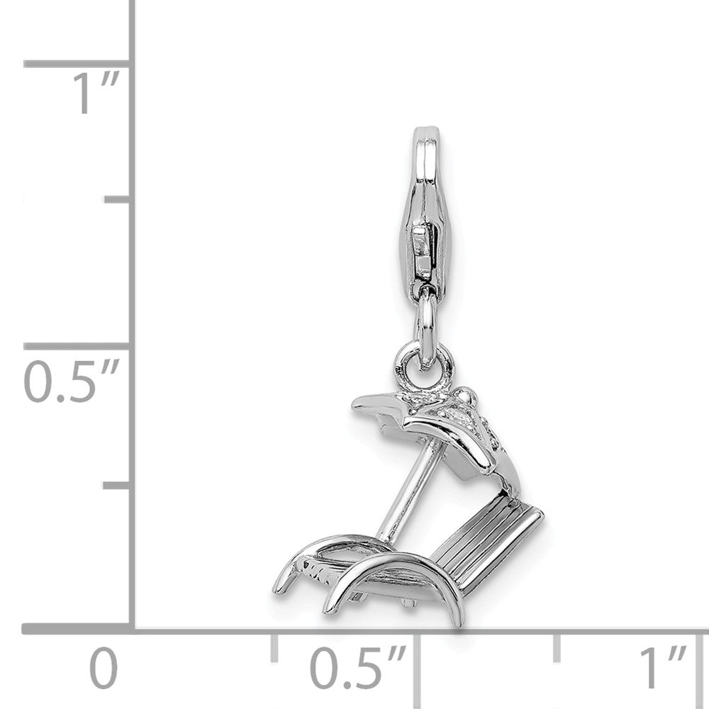 Million Charms 925 Sterling Silver Rhodium-Plated Lounge Chair & (Cubic Zirconia) CZ With Lobster Clasp Charm