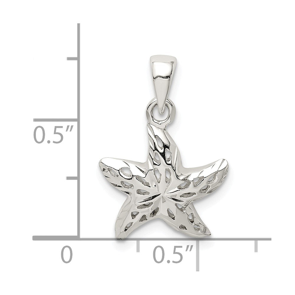 Million Charms 925 Sterling Silver Diamond Cut Star Fish Pendant