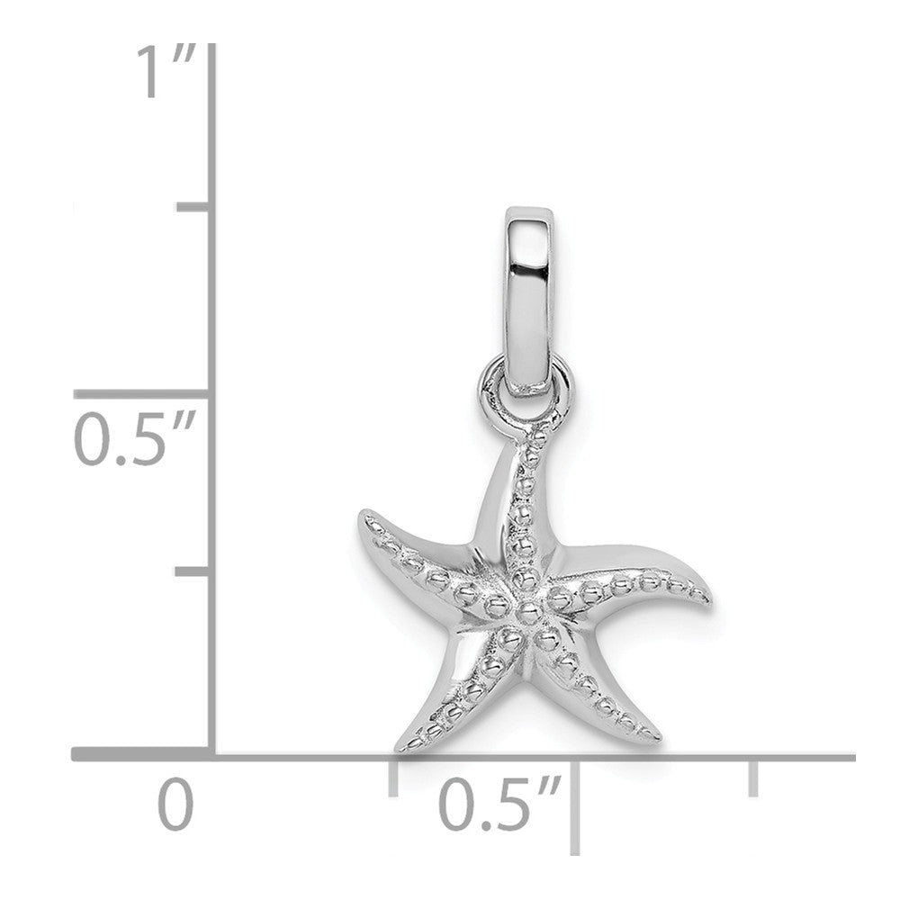 Million Charms 925 Sterling Silver Rhodium-Plated Polished Textured Nautical Starfish Pendant