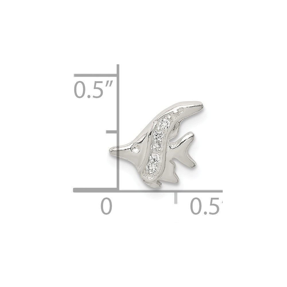 Million Charms 925 Sterling Silver (Cubic Zirconia) CZ Fish Chain Slide
