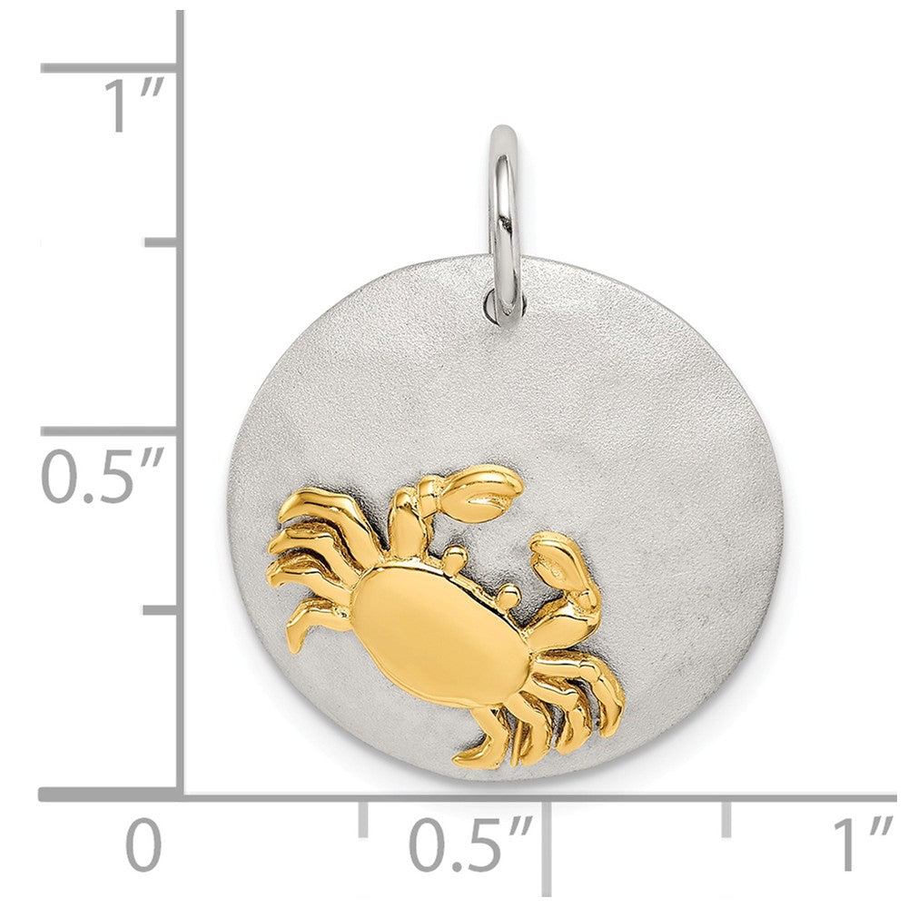 Million Charms 925 Sterling Silver Gold-Tone Crab Brushed Pendant