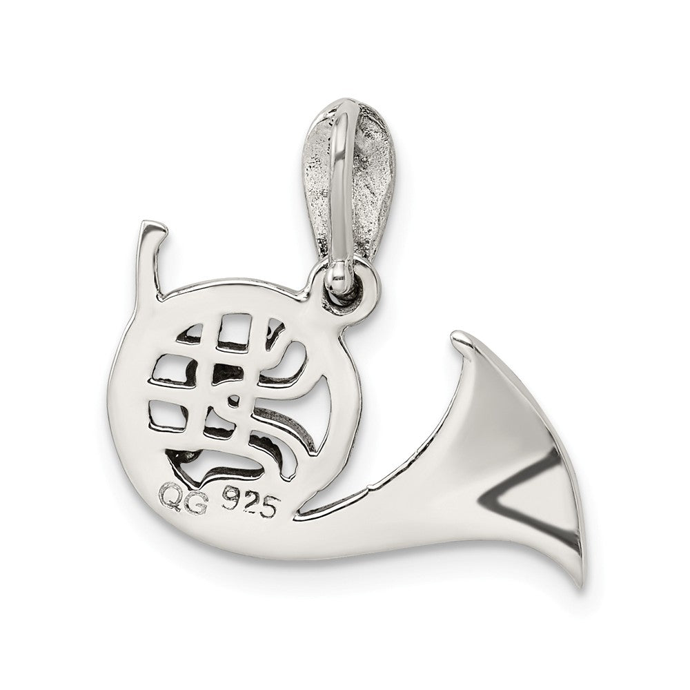 Million Charms 925 Sterling Silver Antiqued Marcasite French Horn Pendant
