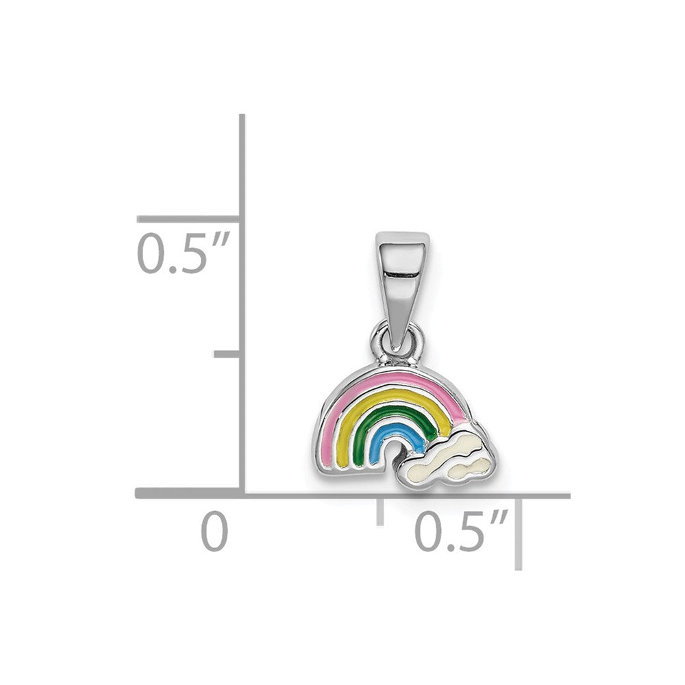 Million Charms 925 Sterling Silver Rhodium-Plated Childs Enameled Rainbow Pendant