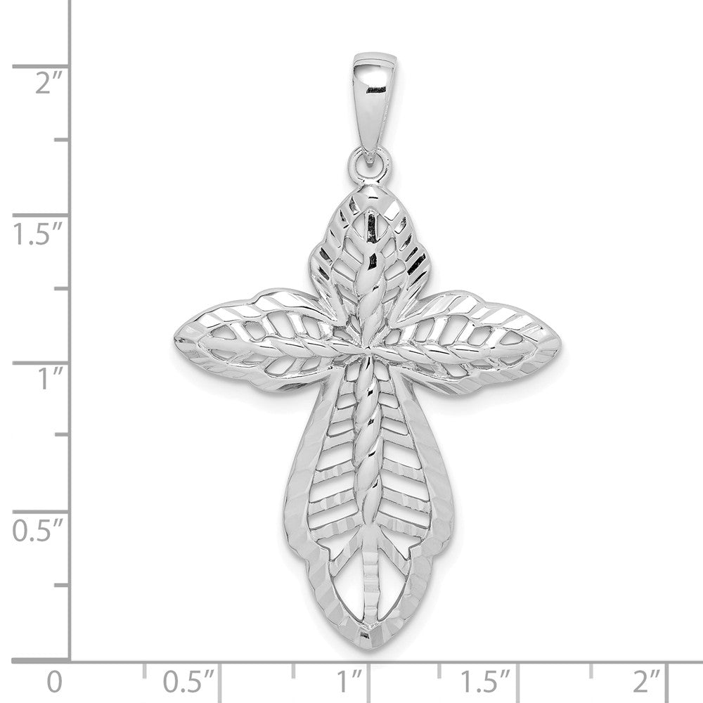 Million Charms 925 Sterling Silver Diamond-Cut Relgious Cross Pendant
