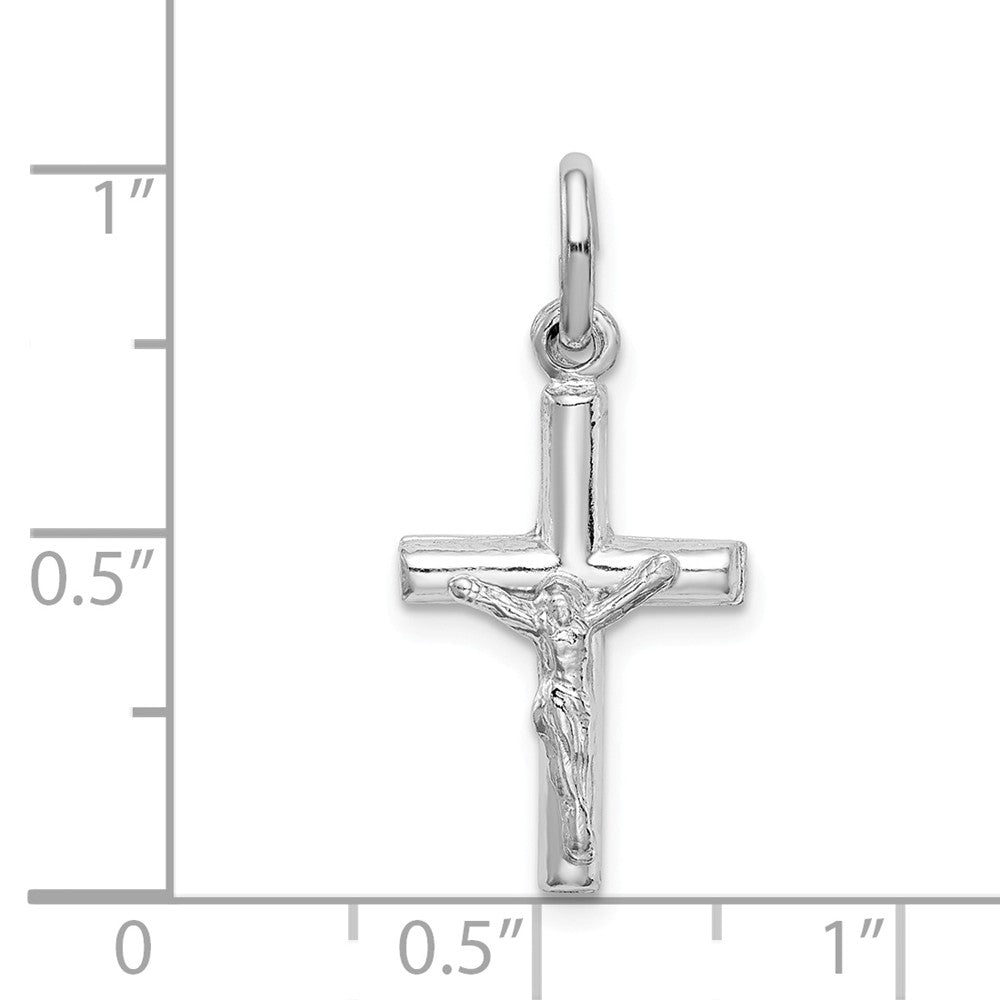 Million Charms 925 Sterling Silver Rhodium-Plated Polished Relgious Crucifix Relgious Cross Pendant