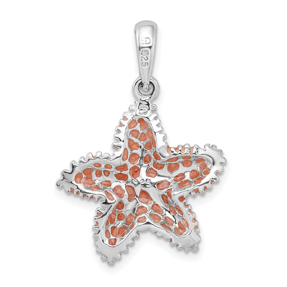 Million Charms 925 Sterling Silver Sea Life Nautical Charm Pendant, Starfish with Pink Enamel, Stained Glass