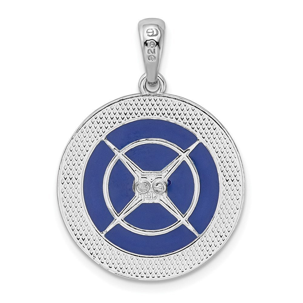 Million Charms 925 Sterling Silver Charm Pendant, Nautical Compass with Blue Enamel