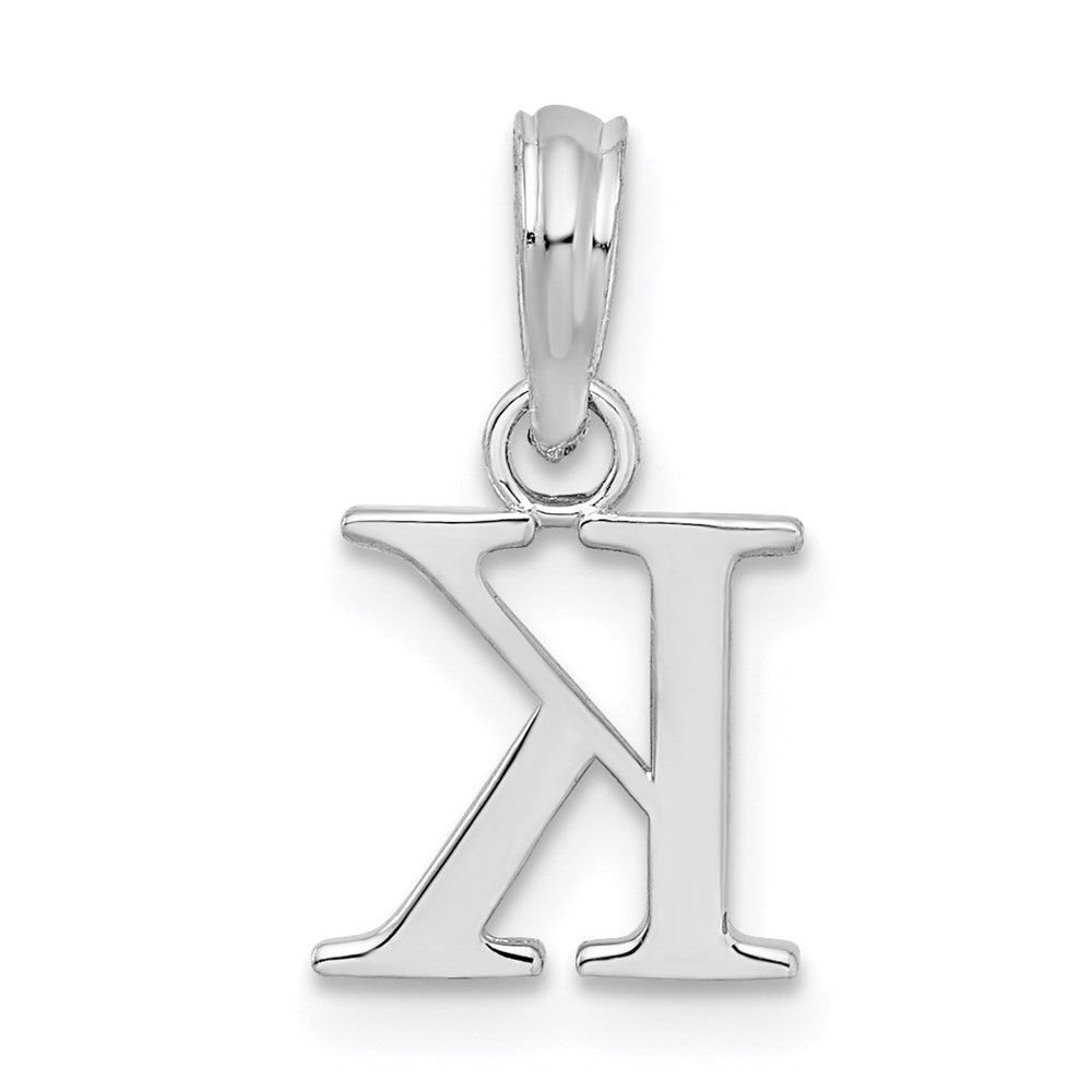 Million Charms 925 Sterling Silver Charm Pendant, Small Letter K Block Initial, High Polish