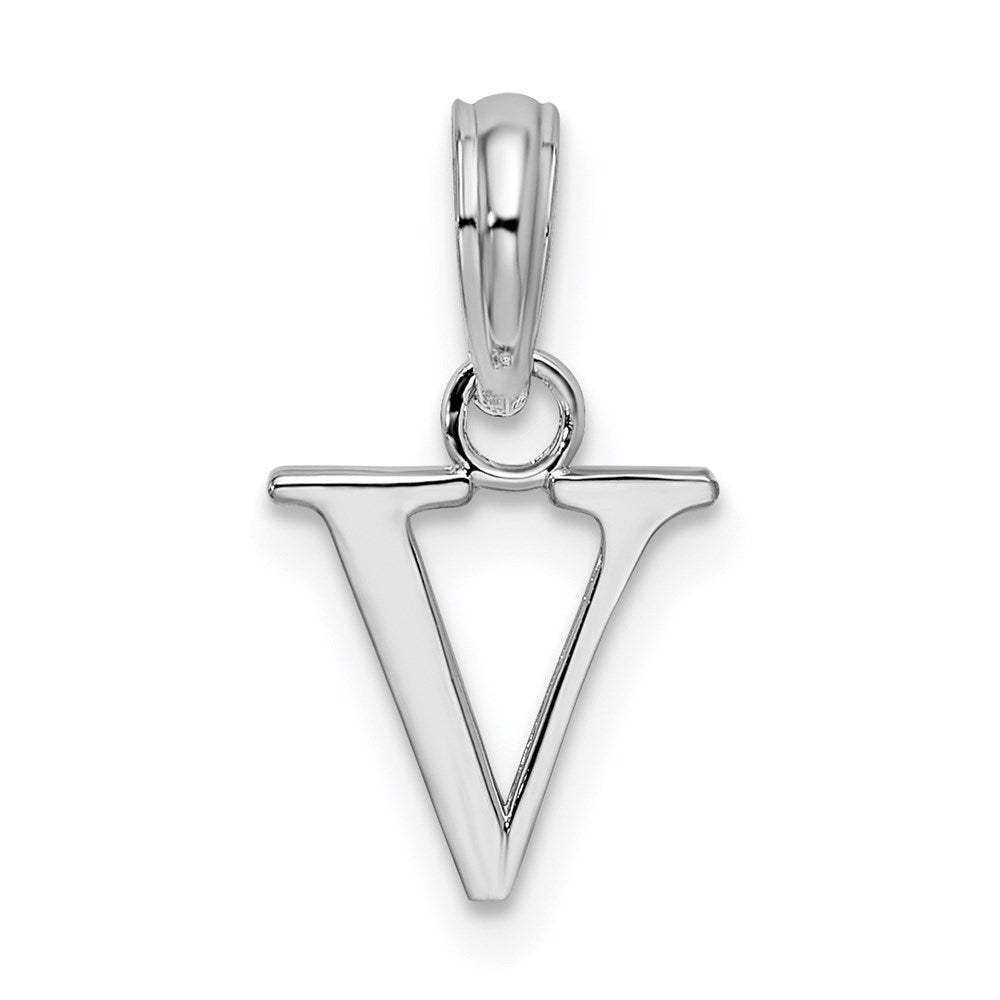 Million Charms 925 Sterling Silver Charm Pendant, Small Letter V Block Initial, High Polish