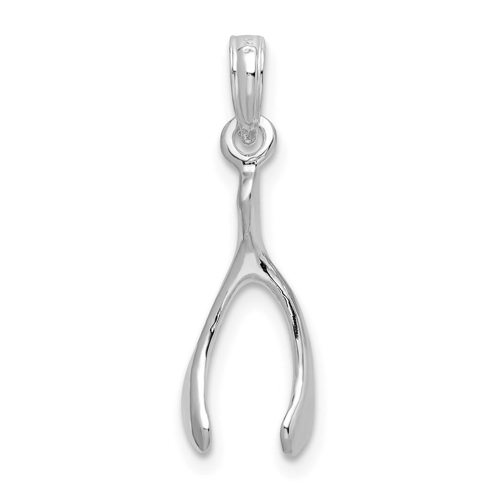 Million Charms 925 Sterling Silver Charm Pendant, Small 3-D Wishbone Pendant, Small High Polish