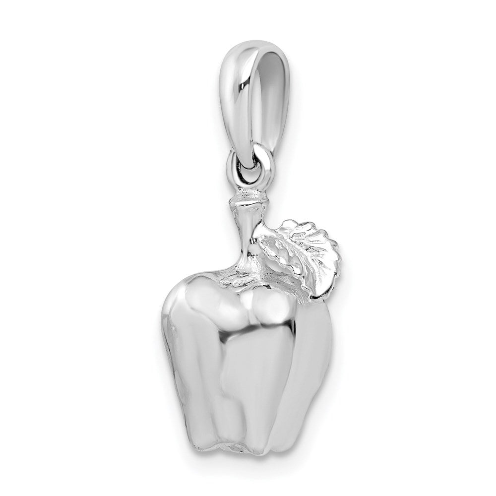 Million Charms 925 Sterling Silver Charm Pendant, 3-D Apple with Stem & Leaf