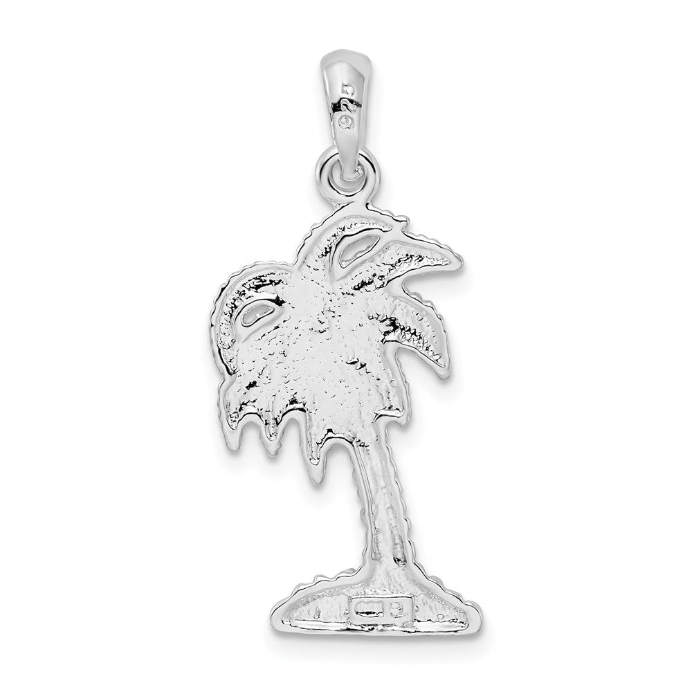 Million Charms 925 Sterling Silver Nautical Coastal Charm Pendant, Small Palmetto Tree, 2-D - Palm Tree