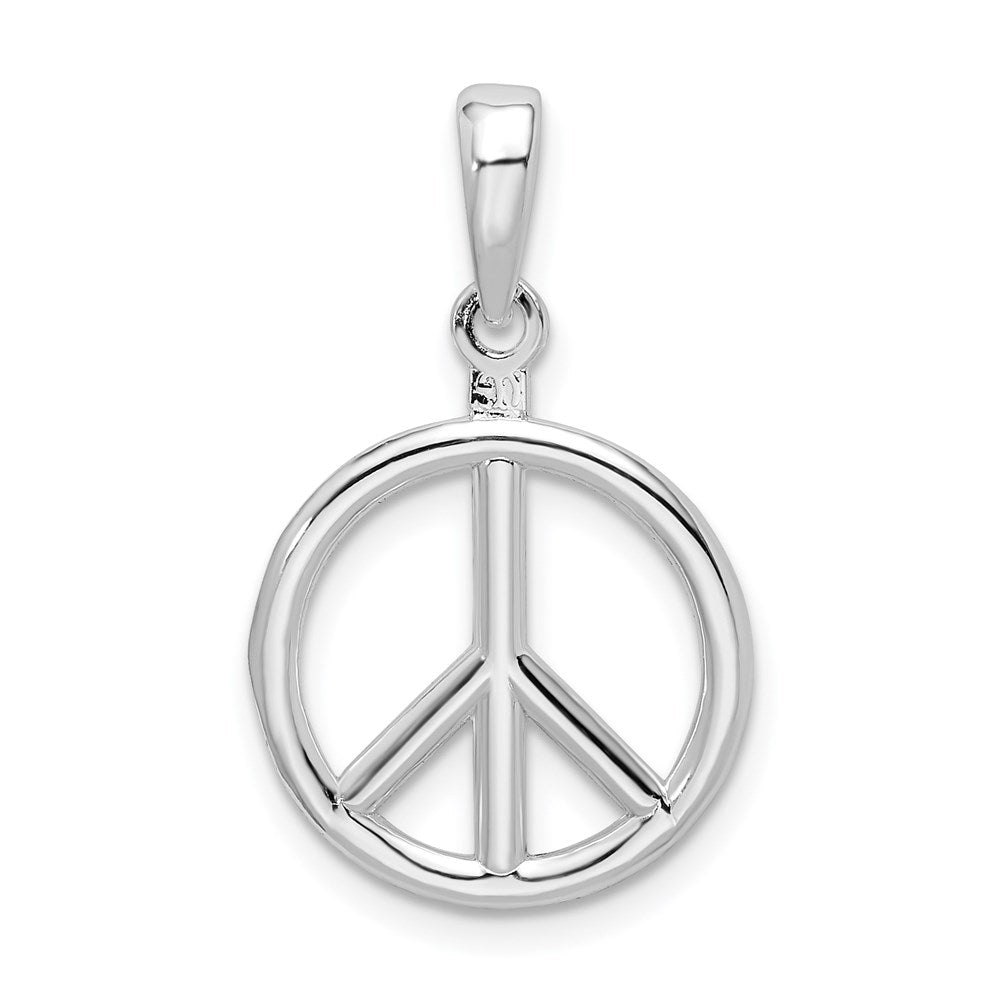 Million Charms 925 Sterling Silver Charm Pendant, 3-D Peace Symbol High Polish