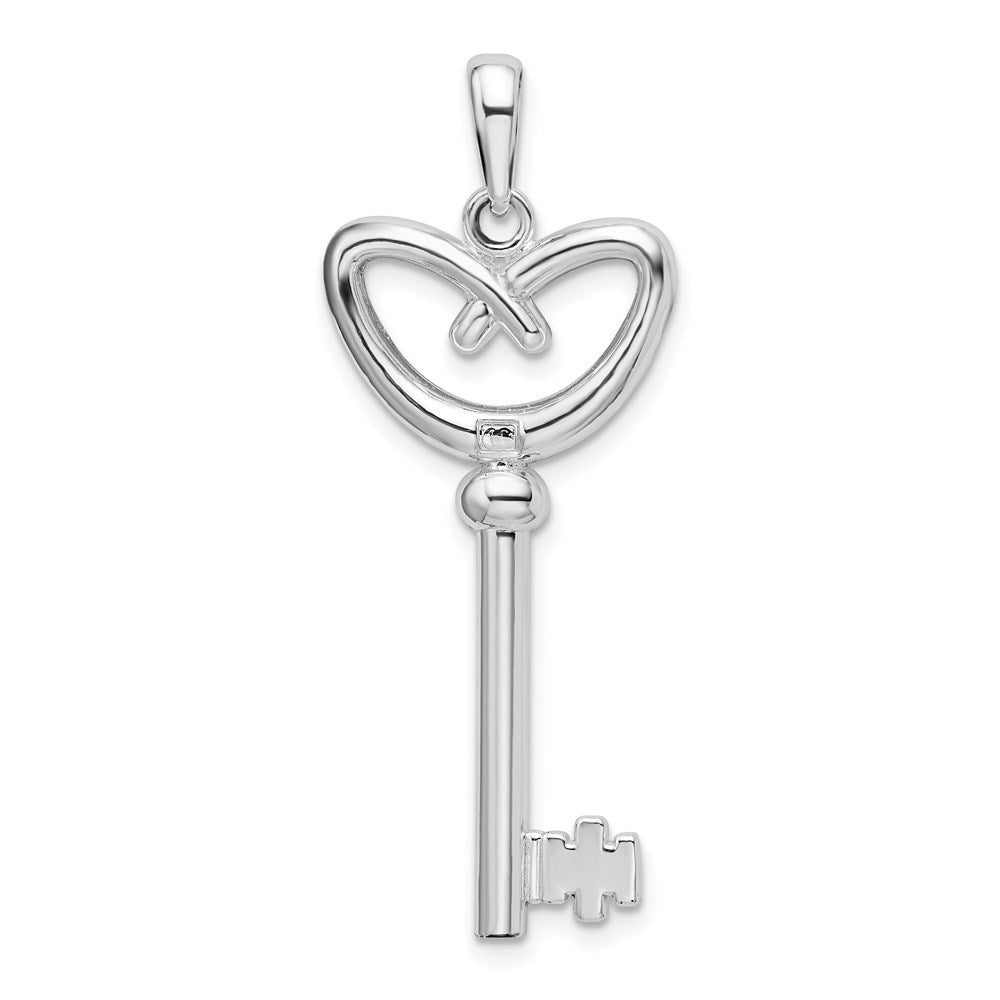 Million Charms 925 Sterling Silver Charm Pendant, Pretzel Heart Key with Key To My Heart