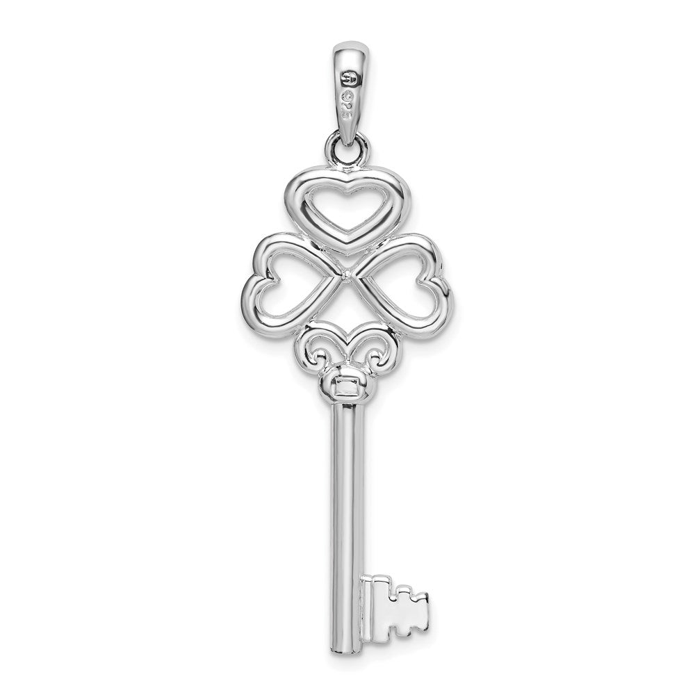 Million Charms 925 Sterling Silver Charm Pendant, Triple Heart Key with Key To My Heart