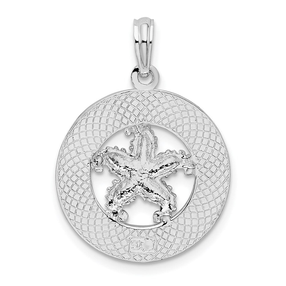 Million Charms 925 Sterling Silver Travel Charm Pendant, Siesta Key, Fl On Round Frame with Starfish Center