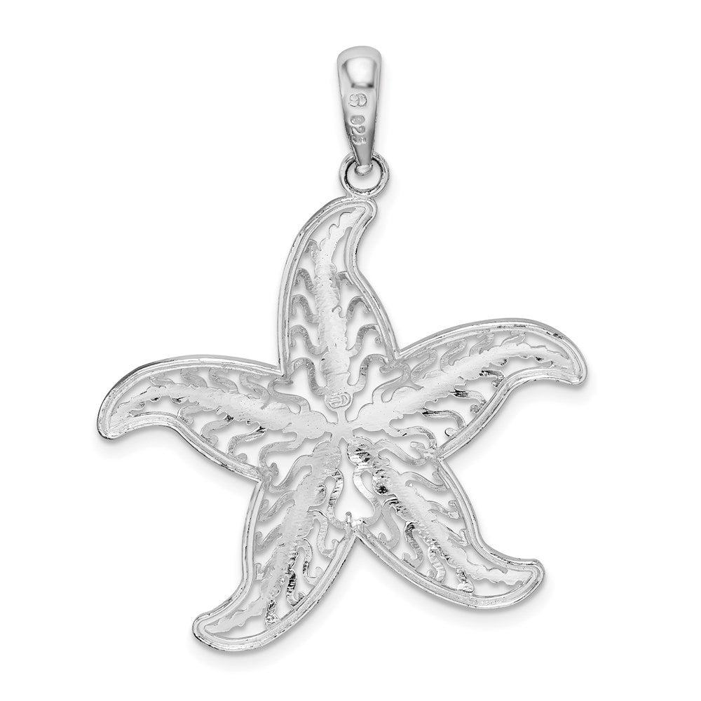 Million Charms 925 Sterling Silver Sea Life Nautical Charm Pendant, Starfish with Cut-Out Filigree