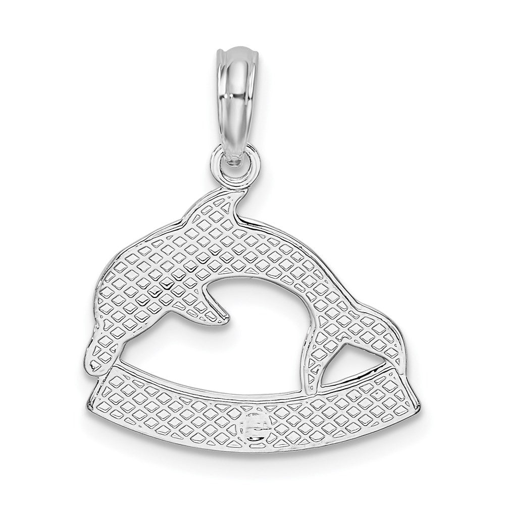 Million Charms 925 Sterling Silver Nautical Sea Life Charm Pendant, Key West Under High Polish Dolphin, 2-D