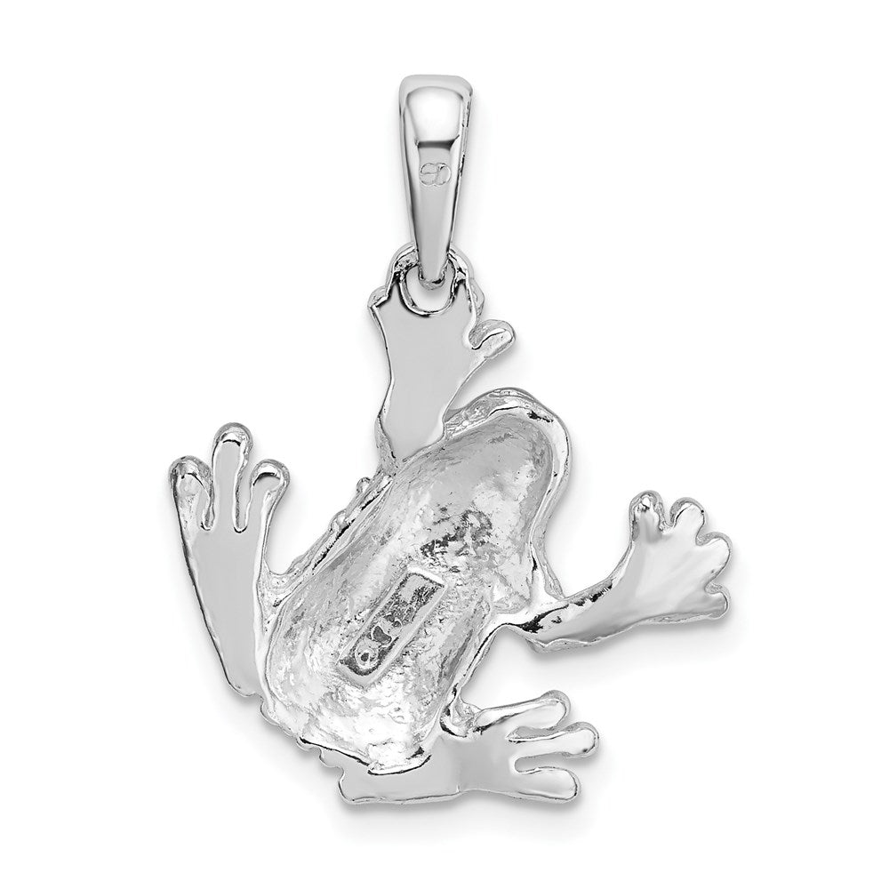 Million Charms 925 Sterling Silver Animal Charm Pendant, Frog Hanging From Right Leg with Textured Back