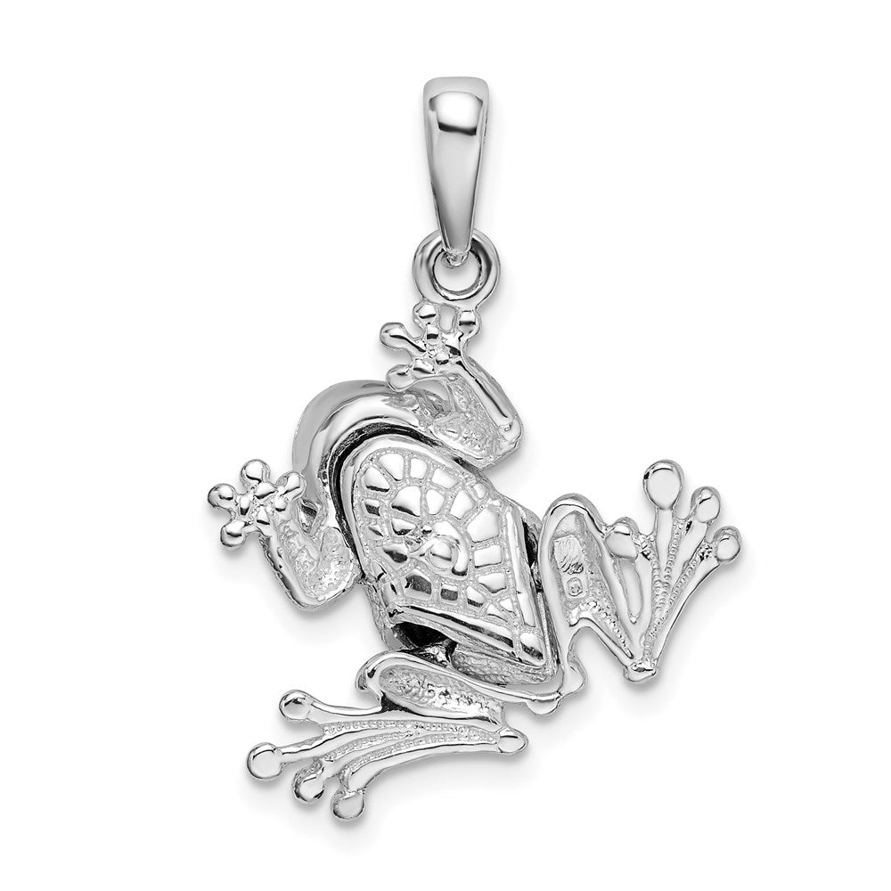 Million Charms 925 Sterling Silver Animal Charm Pendant, 3-D Bug Eyed Frog with Moveable Mouth And Legs