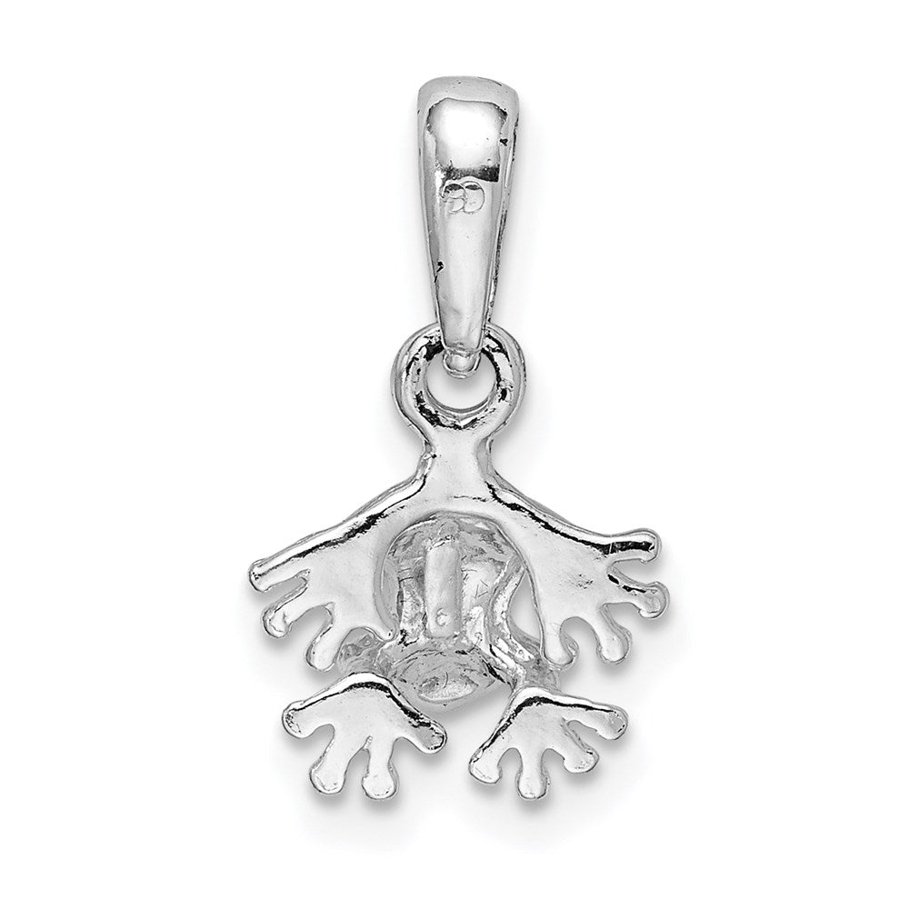 Million Charms 925 Sterling Silver Animal Charm Pendant, Small 3-D Mini Frog Facing Down, Textured & 2-D