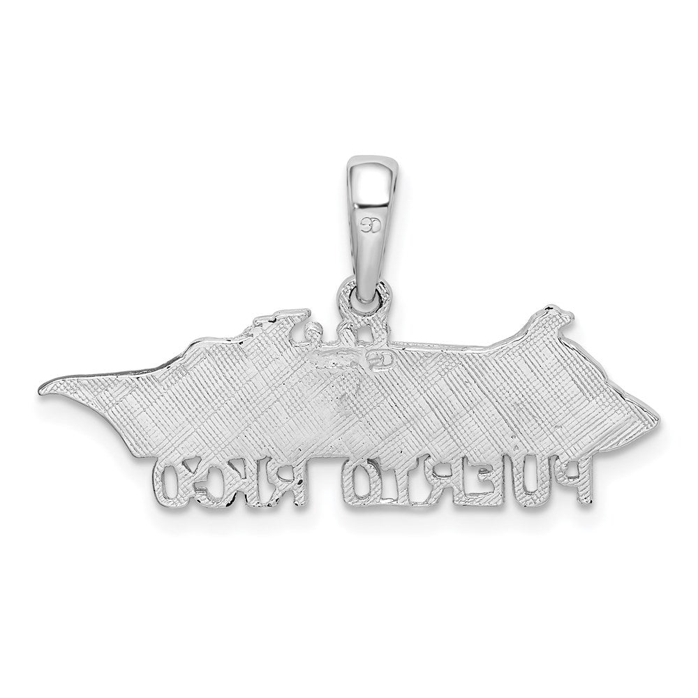 Million Charms 925 Sterling Silver Travel Charm Pendant, Puerto Rico Under Cruise Ship, High Polish & Flat