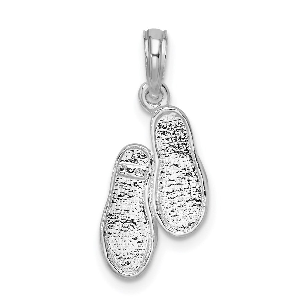 Million Charms 925 Sterling Silver Charm Pendant, Small Double Flip-Flop, Textured