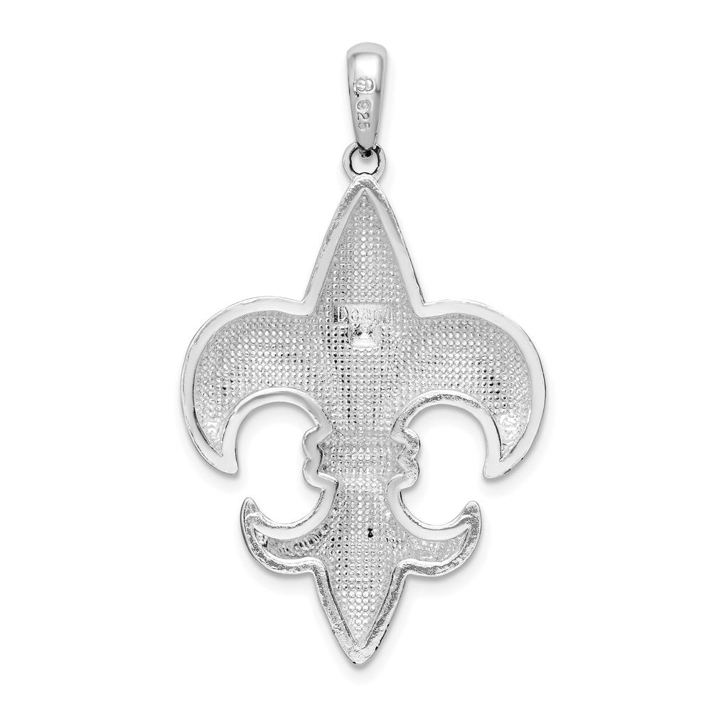Million Charms 925 Sterling Silver Charm Pendant, Large Fleur-De-Lis Pendant, Large 2-D