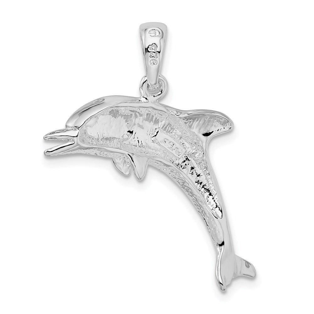 Million Charms 925 Sterling Silver Nautical Sea Life Charm Pendant, Dolphin Jumping, 2-D, High Polish