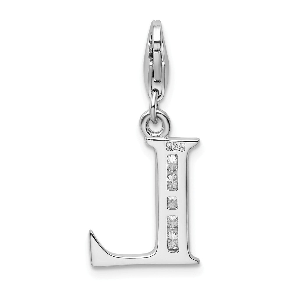 Million Charms 925 Sterling Silver Rhodium-Plated (Cubic Zirconia) CZ Letter L With Lobster Clasp Charm