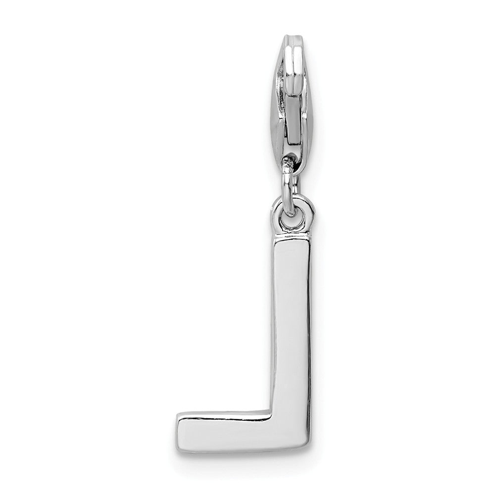 Million Charms 925 Sterling Silver Rhodium-Plated (Cubic Zirconia) CZ Letter L With Lobster Clasp Charm