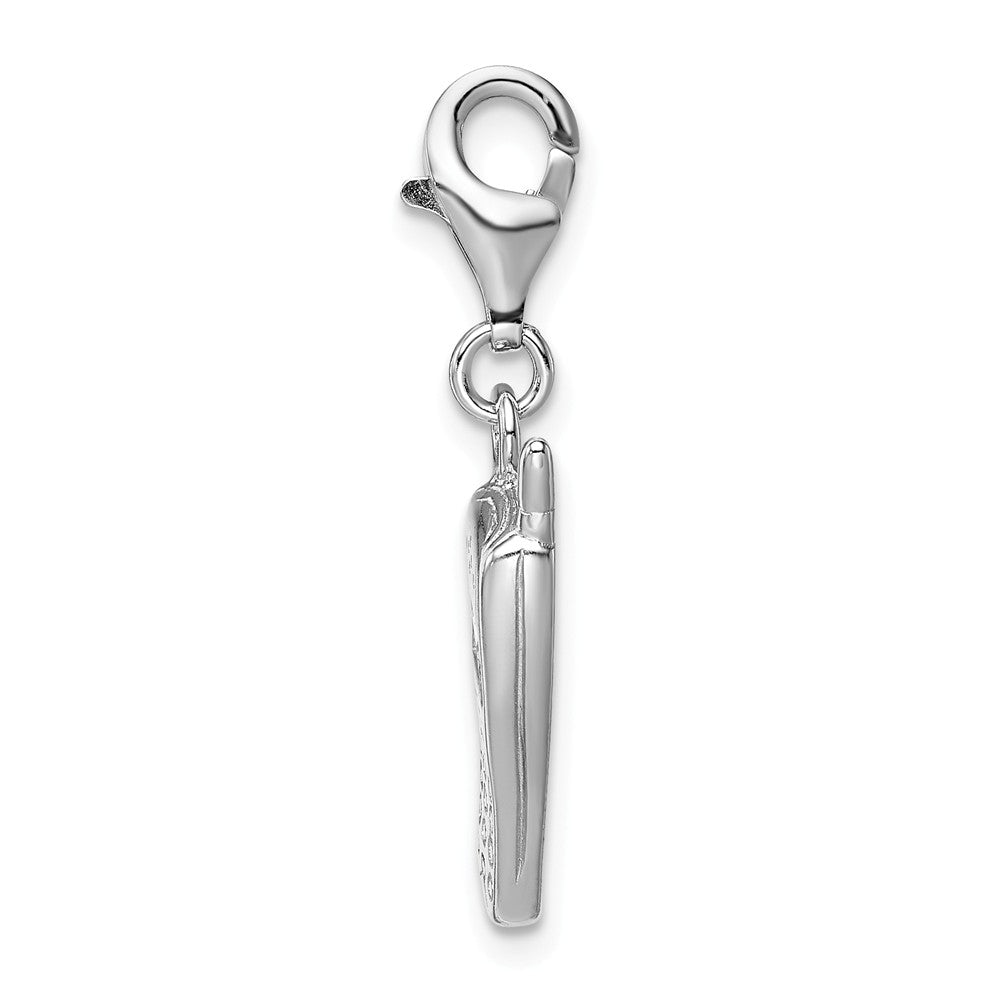 Million Charms 925 Sterling Silver Rhodium-Plated Polished Cell Phone With (Cubic Zirconia) CZ Lobster Clasp Charm