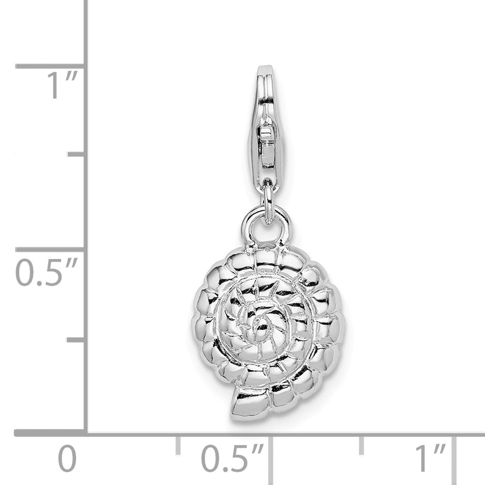 Million Charms 925 Sterling Silver Rhodium-Plated Polished Shell With Lobster Clasp Charm